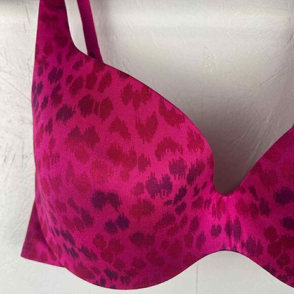 Victoria's Secret Hot Pink Leopard Print Lined Demi Bra Size 36C - Picture 8 of 10